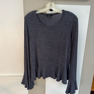 AQUA BLUE/GRAY SOFT LONG SLEEVE BELL SLEEVE SIZE LARGE